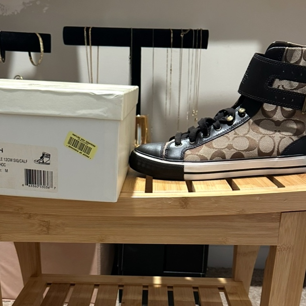 Coach Black and Brown High-Top Sneakers